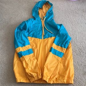 VIBRANT TEAL AND GOLD FOREVER 21 WINDBREAKER